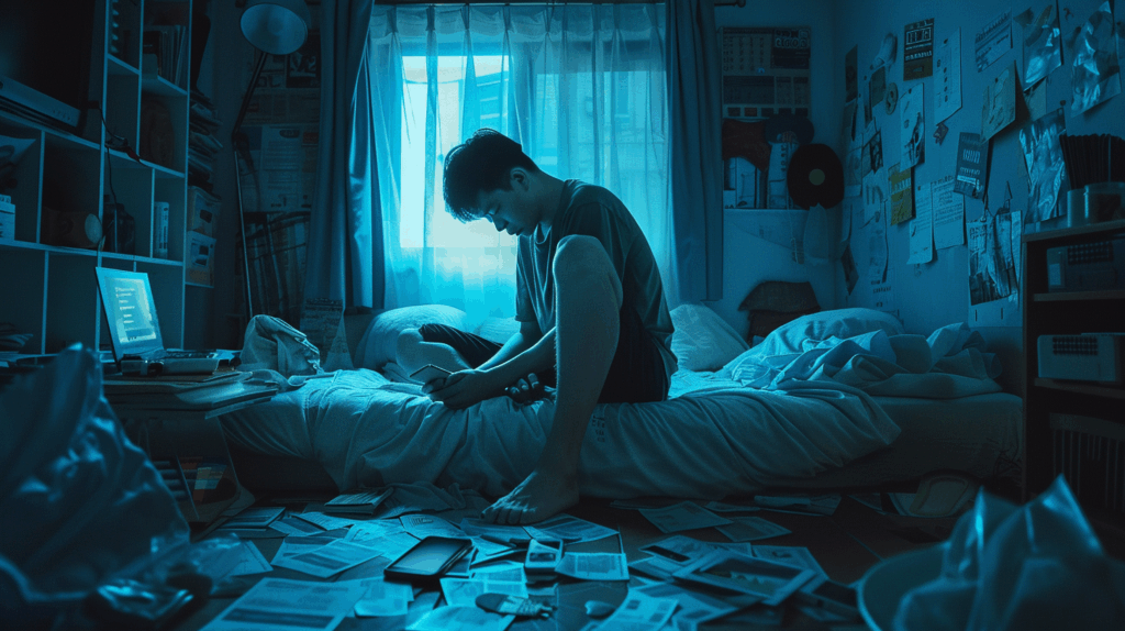 Người đàn ông Việt căng thẳng vì nợ nần và chi tiêu không kiểm soát.