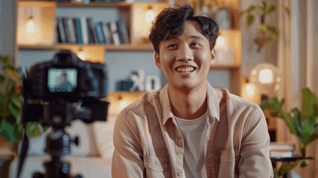 Người Việt trẻ quay video chia sẻ kiến thức tài chính trên TikTok tại nhà.